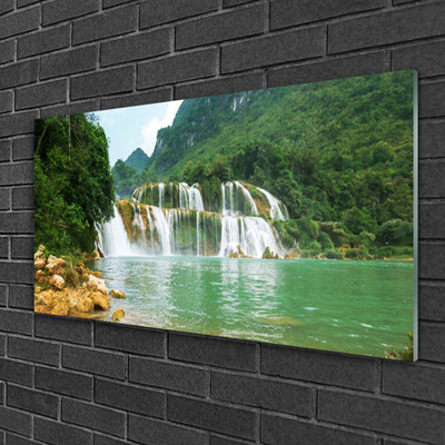 Glasbild aus Plexiglas® Wald Wasserfall Landschaft