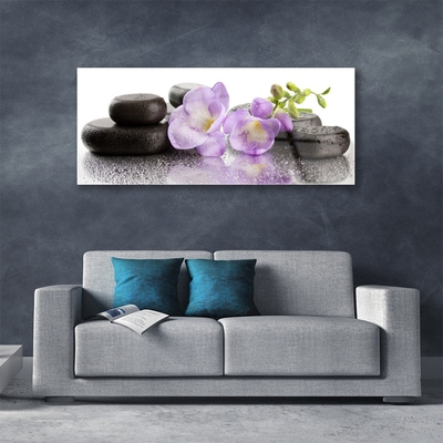 Glasbild aus Plexiglas® Blumen Steine Kunst