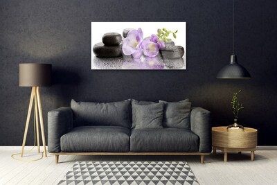 Glasbild aus Plexiglas® Blumen Steine Kunst