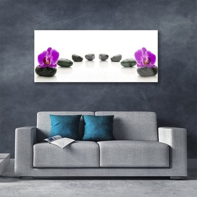 Glasbild aus Plexiglas® Blumen Steine Kunst