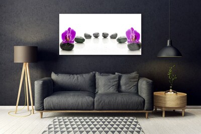 Glasbild aus Plexiglas® Blumen Steine Kunst