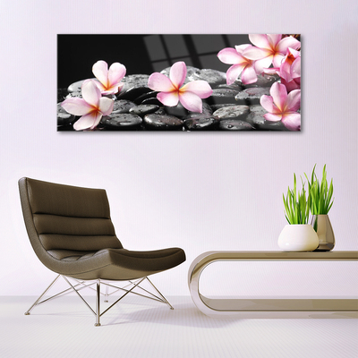 Glasbild aus Plexiglas® Blumen Steine Pflanzen