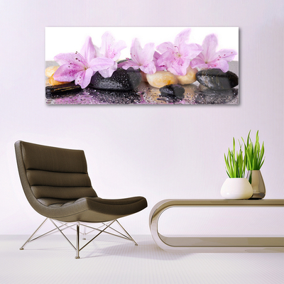 Glasbild aus Plexiglas® Blumen Steine Pflanzen