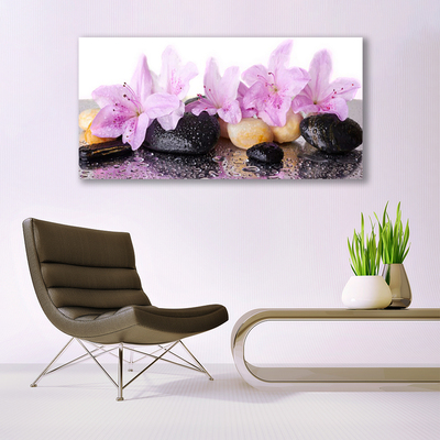 Glasbild aus Plexiglas® Blumen Steine Pflanzen