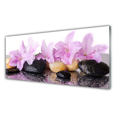 Glasbild aus Plexiglas® Blumen Steine Pflanzen