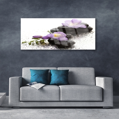 Glasbild aus Plexiglas® Blumen Steine Kunst