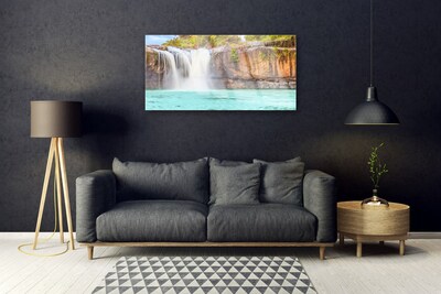 Glasbild aus Plexiglas® Wasserfall See Landschaft