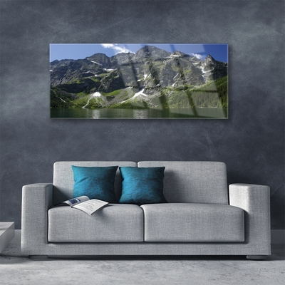 Glasbild aus Plexiglas® Gebirge See Wald Landschaft