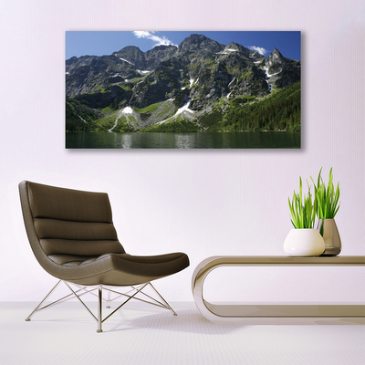 Glasbild aus Plexiglas® Gebirge See Wald Landschaft