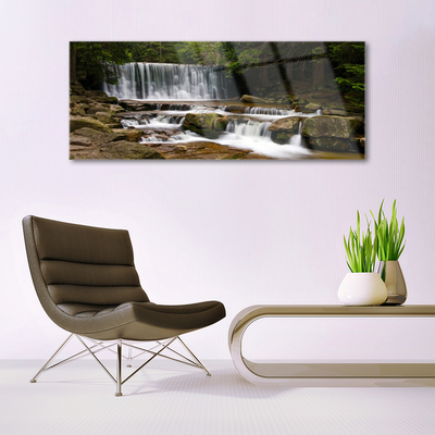 Glasbild aus Plexiglas® Wasserfall Wald Natur