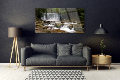 Glasbild aus Plexiglas® Wasserfall Wald Natur