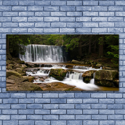 Glasbild aus Plexiglas® Wasserfall Wald Natur