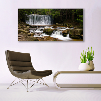 Glasbild aus Plexiglas® Wasserfall Wald Natur