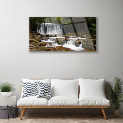 Glasbild aus Plexiglas® Wasserfall Wald Natur