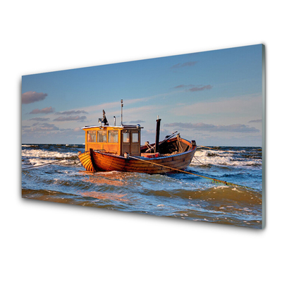 Glasbild aus Plexiglas® Boot Meer Landschaft