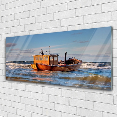 Glasbild aus Plexiglas® Boot Meer Landschaft