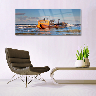 Glasbild aus Plexiglas® Boot Meer Landschaft