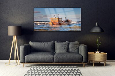 Glasbild aus Plexiglas® Boot Meer Landschaft