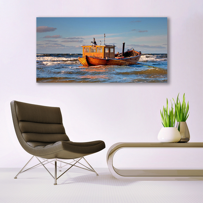 Glasbild aus Plexiglas® Boot Meer Landschaft