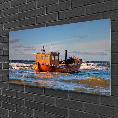 Glasbild aus Plexiglas® Boot Meer Landschaft