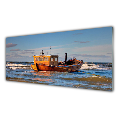 Glasbild aus Plexiglas® Boot Meer Landschaft