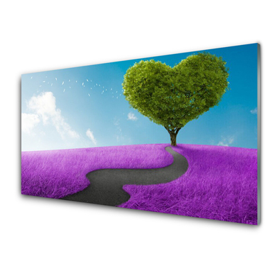 Glasbild aus Plexiglas® Wiese Fußpfad Baum Natur