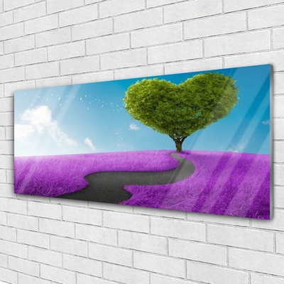 Glasbild aus Plexiglas® Wiese Fußpfad Baum Natur