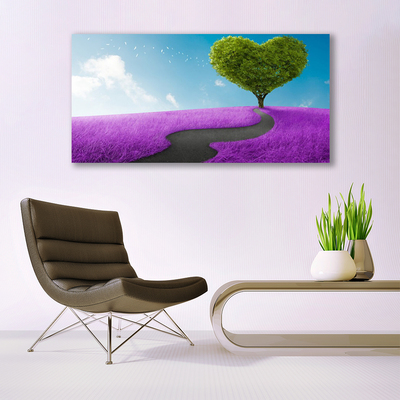 Glasbild aus Plexiglas® Wiese Fußpfad Baum Natur