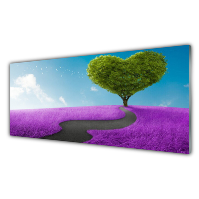 Glasbild aus Plexiglas® Wiese Fußpfad Baum Natur