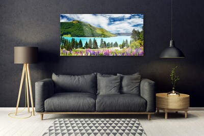 Glasbild aus Plexiglas® Gebirge Wald See Wiese Landschaft