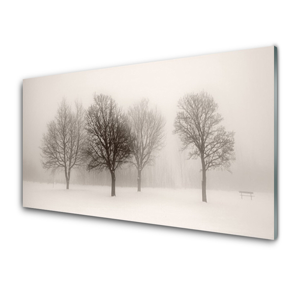 Glasbild aus Plexiglas® Schnee Bäume Landschaft