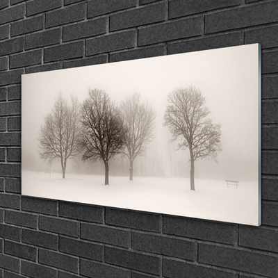 Glasbild aus Plexiglas® Schnee Bäume Landschaft