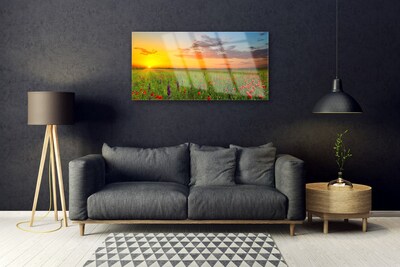 Glasbild aus Plexiglas® Sonne Wiese Blumen Natur