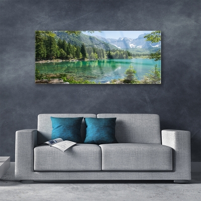 Glasbild aus Plexiglas® Gebirge See Wald Natur