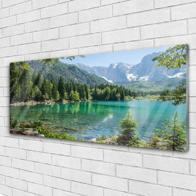 Glasbild aus Plexiglas® Gebirge See Wald Natur