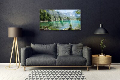 Glasbild aus Plexiglas® Gebirge See Wald Natur