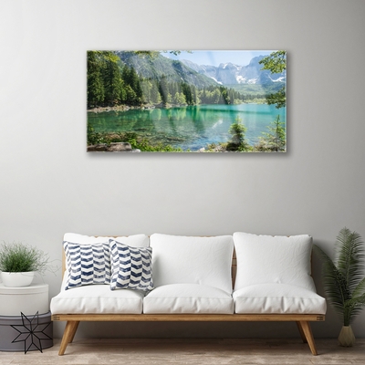 Glasbild aus Plexiglas® Gebirge See Wald Natur