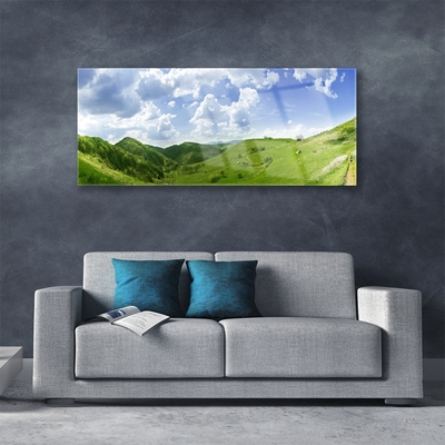 Glasbild aus Plexiglas® Gebirge Wiese Natur