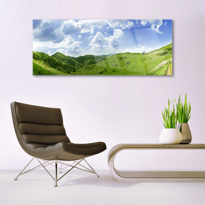 Glasbild aus Plexiglas® Gebirge Wiese Natur