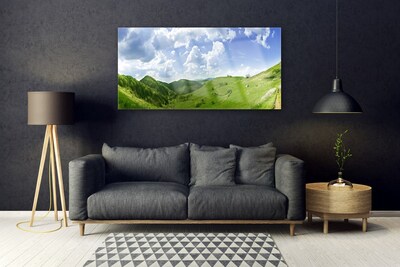 Glasbild aus Plexiglas® Gebirge Wiese Natur