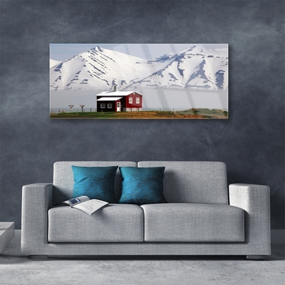 Glasbild aus Plexiglas® Gebirge Haus Landschaft