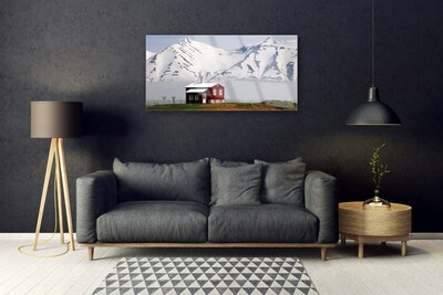 Glasbild aus Plexiglas® Gebirge Haus Landschaft