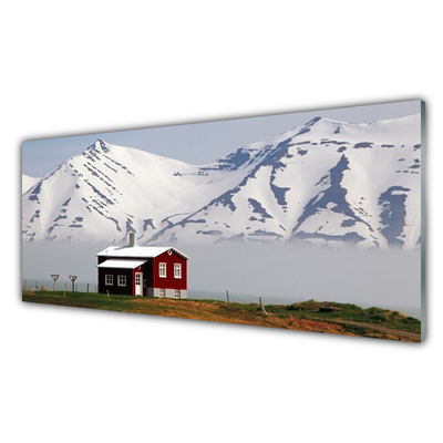 Glasbild aus Plexiglas® Gebirge Haus Landschaft