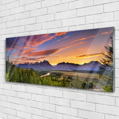 Glasbild aus Plexiglas® Gebirge Wald Natur