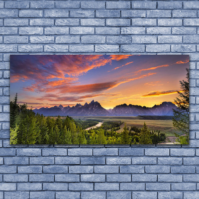 Glasbild aus Plexiglas® Gebirge Wald Natur