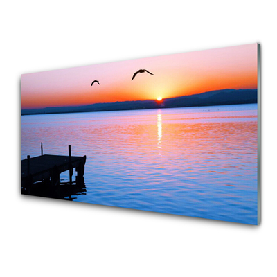 Glasbild aus Plexiglas® Meer Brücke Sonne Landschaft