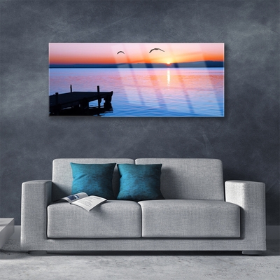Glasbild aus Plexiglas® Meer Brücke Sonne Landschaft