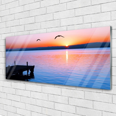 Glasbild aus Plexiglas® Meer Brücke Sonne Landschaft