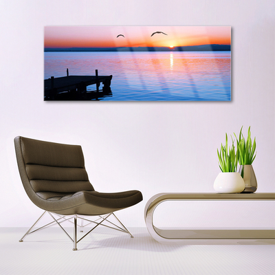Glasbild aus Plexiglas® Meer Brücke Sonne Landschaft