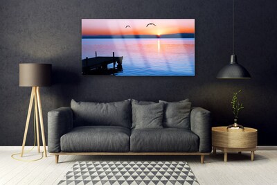 Glasbild aus Plexiglas® Meer Brücke Sonne Landschaft